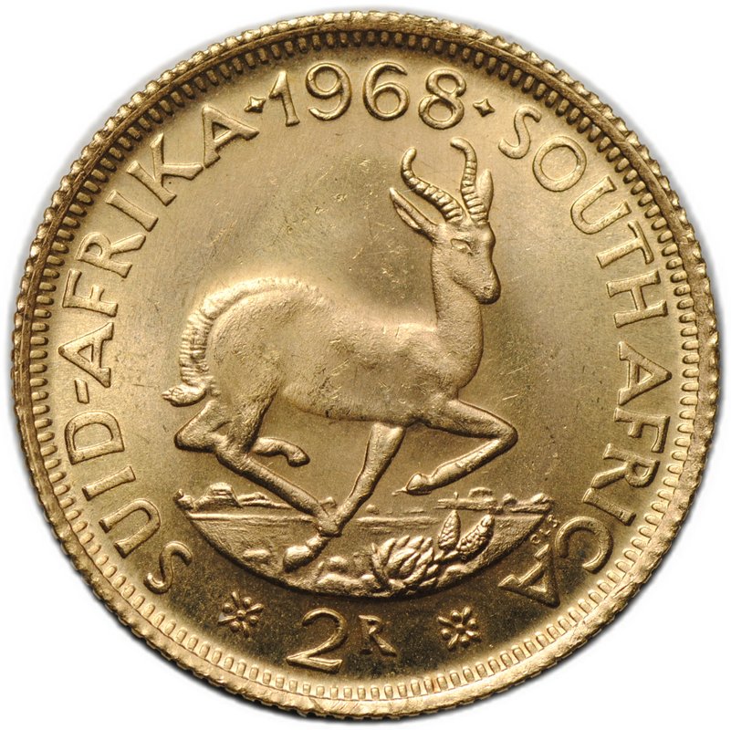 Монета 2 ранда 1968 ЮАР