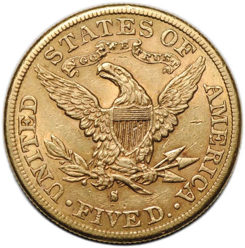 Монета 5 долларов 1887 S США