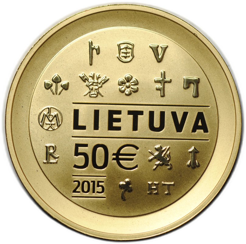 Монета 50 евро 2015 Чеканка в Великом княжестве Литовском Литва