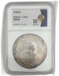 Монета 1 рубль 1744 ММД слаб ННР AU 53
