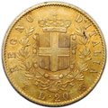 Монета 20 лир 1863 Италия