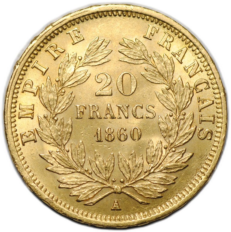 Монета 20 франков 1860 A Франция