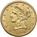 Монета 5 долларов 1886 Филадельфия США