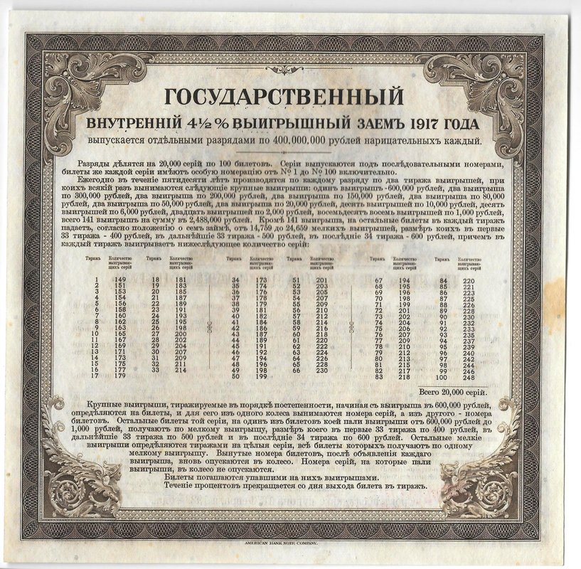 Билет 200 рублей 1917 3 разряд Иркутское ОГБ Государственный внутренний выигрышный заем 