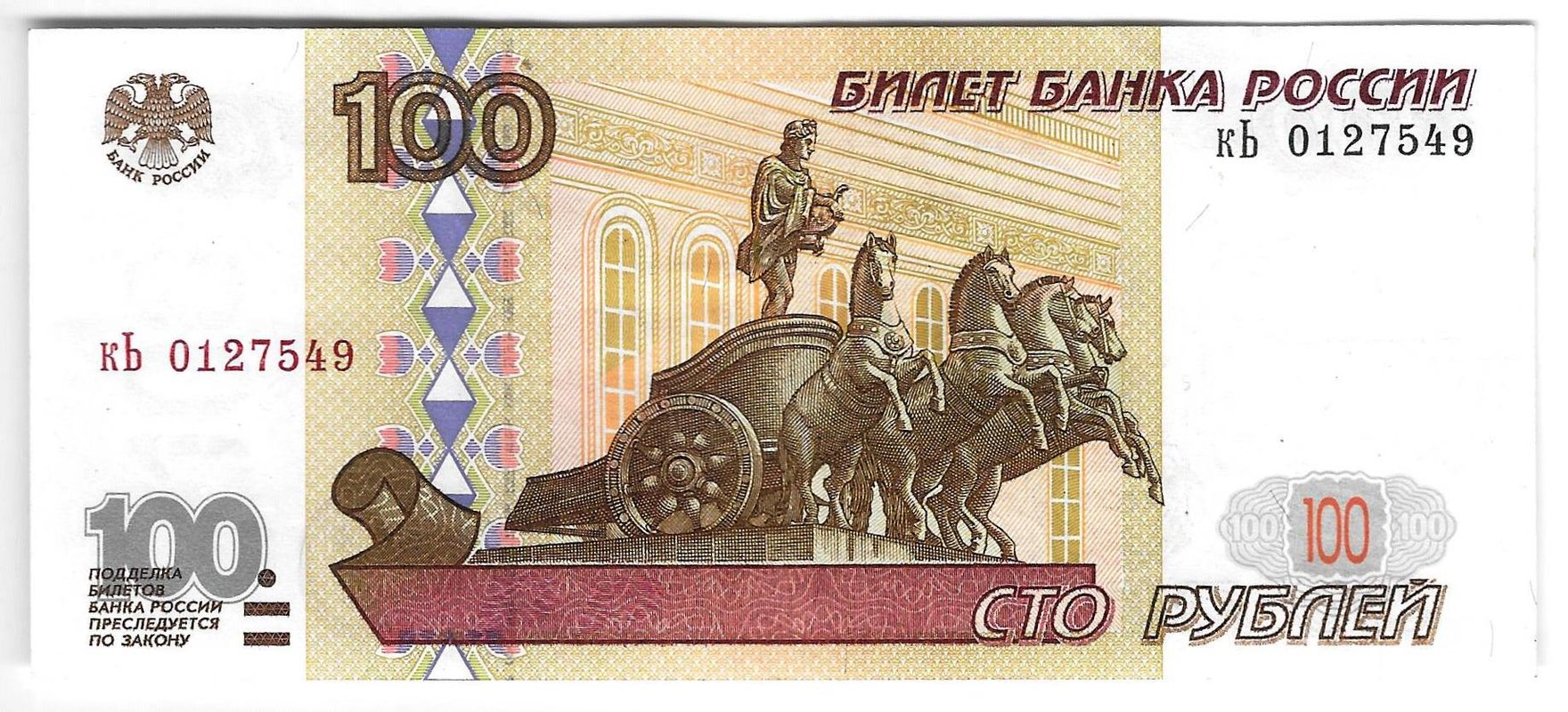 Банкнота 100 рублей 1997 без модификаций