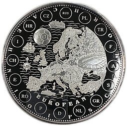 фото для Монета 100 долларов 2008 Чемпионат Европы по футболу УЕФА Либерия Аверс