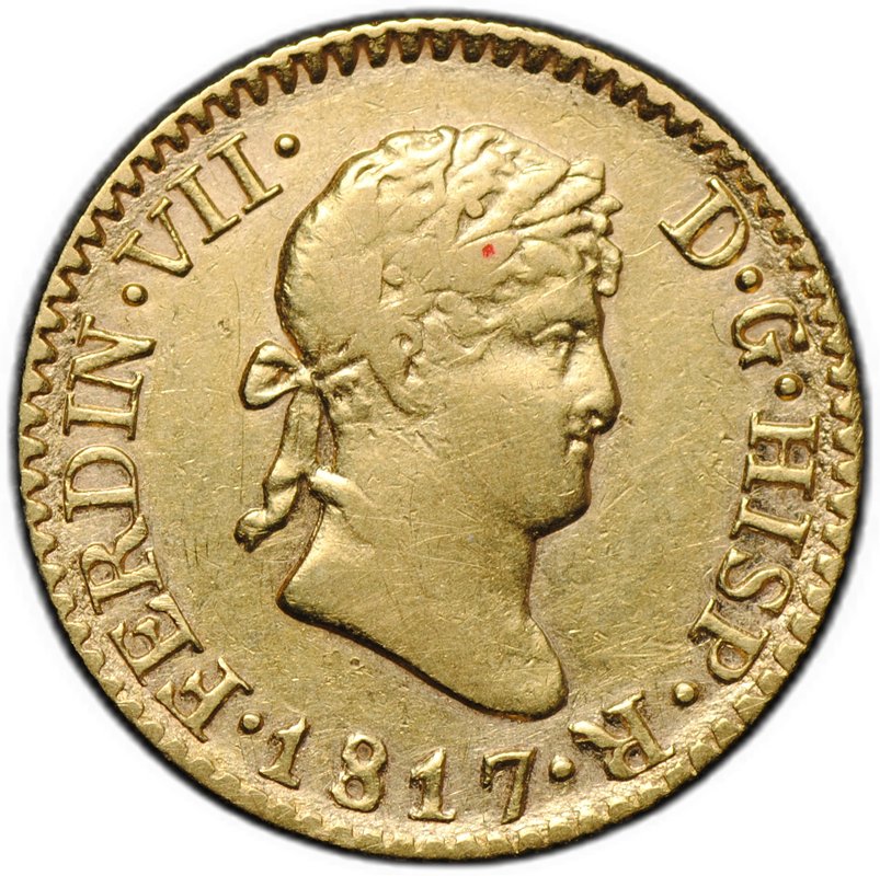 Монета 1/2 эскудо 1817 Испания