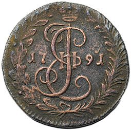 фото для Монета Денга 1791 КМ Аверс