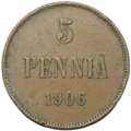 Монета 5 пенни 1906 Русская Финляндия