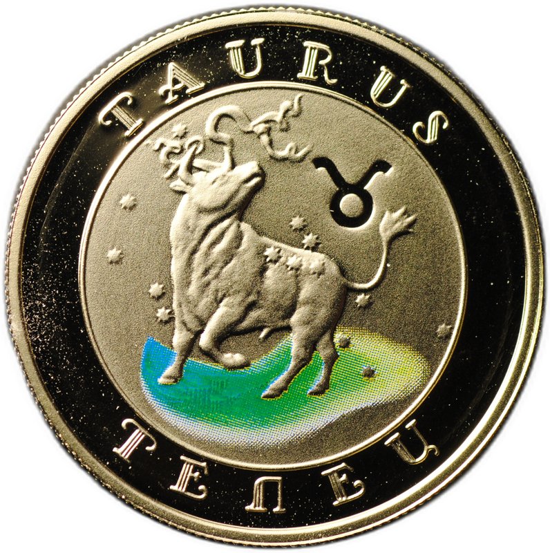 Монета 10000 драм 2009 Знаки зодиака Телец Армения