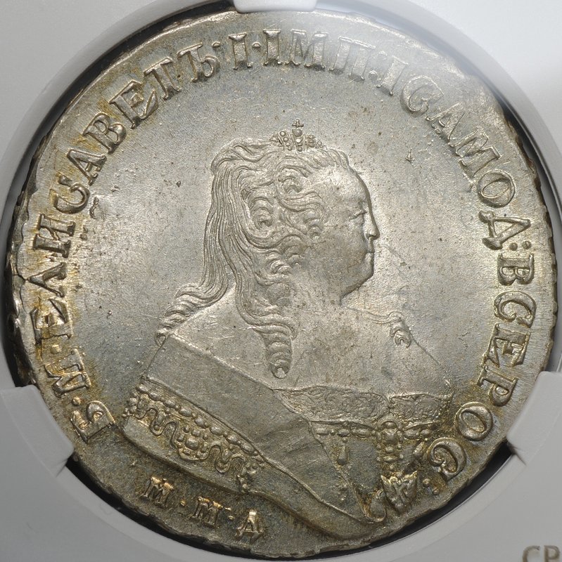 Монета 1 рубль 1749 ММД слаб CPRC MS 62