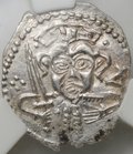 Монета Денга 1425-1460 Довмонт Д | Легенда Псковская республика Псков слаб ННР MS 61