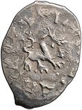 Монета Денга 1460 - 1510 Довмонт Д | Барс вправо Псковская республика Псков