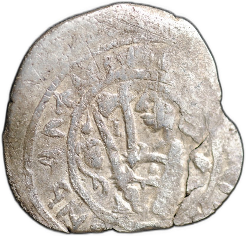 Монета Денга 1393-1403 Андрей Дмитриевич Воин с мечом и топором | Зверь влево Можайское княжество
