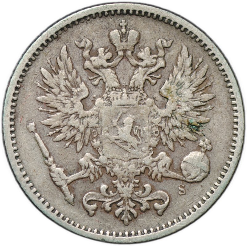 Монета 50 пенни 1874 S Для Финляндии