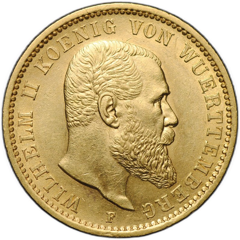 Монета 20 марок 1905 F Вюртемберг Германия
