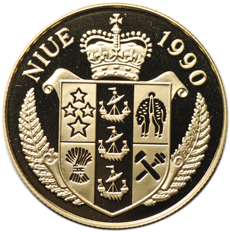 Монета 250 долларов 1990 Чемпионат мира по футболу Италия Ниуэ