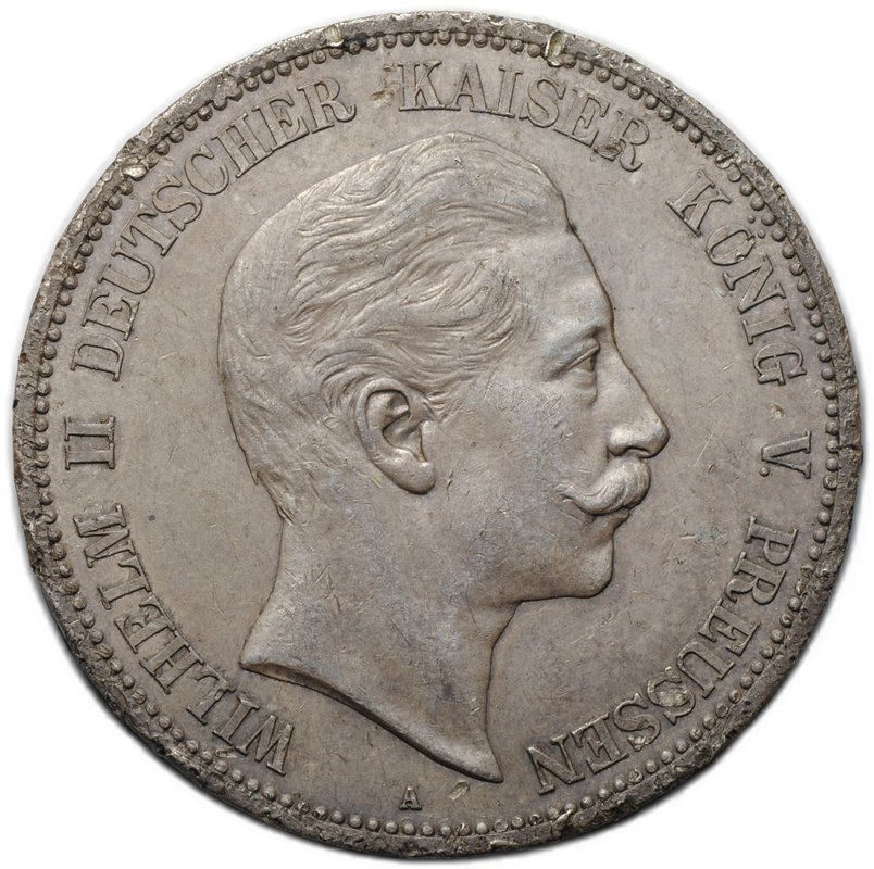 Монета 5 марок 1888 А Вильгельм II Пруссия Германия