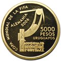 Монета 5000 песо 2004 Чемпионат мира по футболу 2006 Уругвай