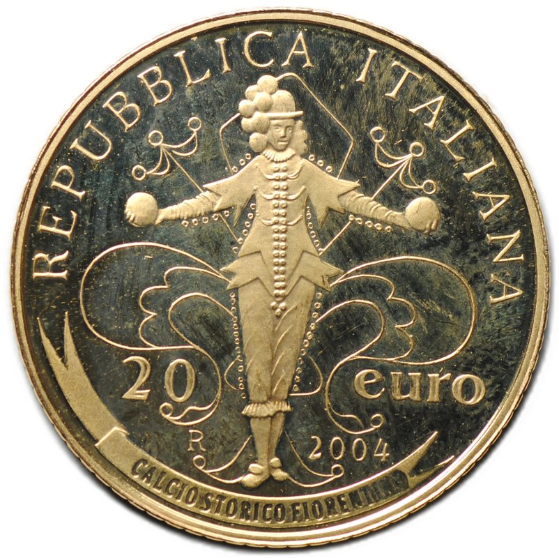 Монета 20 евро 2004 Чемпионат мира по футболу Германия 2006 Италия