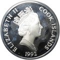 Монета 100 долларов 1992 500 лет открытию Америки - Христофор Колумб Острова Кука