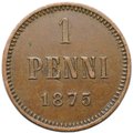 Монета 1 пенни 1875 Русская Финляндия