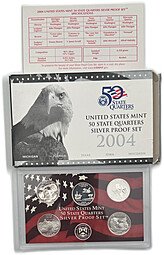 фото для Набор 25 центов (квотер) 2004 S Штаты серебро PROOF США 5 монет  Аверс