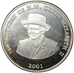 фото для Монета 4000 квач 2001 75 -я годовщина королевы Елизаветы II Замбия Аверс