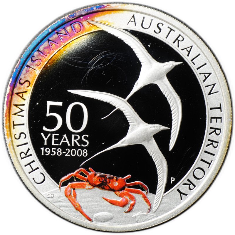 Монета 1 доллар 2008 Остров Рождества 50 лет Австралийская территория Австралия