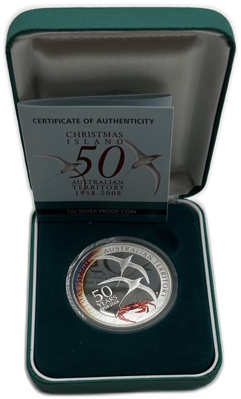 Монета 1 доллар 2008 Остров Рождества 50 лет Австралийская территория Австралия