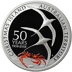 фото для Монета 1 доллар 2008 Остров Рождества 50 лет Австралийская территория Австралия Аверс