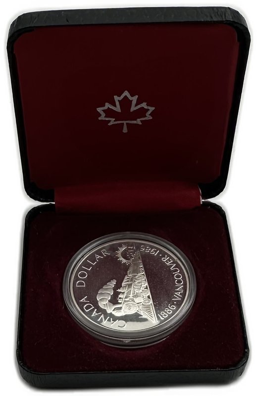 Монета 1 доллар 1981 100 лет Трансконтинентальной железной дороге Канада