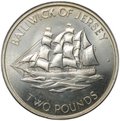 Монета 2 фунта 1972 25 лет свадьбе Королевы Елизаветы II и Принца Филиппа Джерси