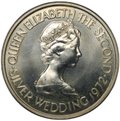 Монета 2 фунта 1972 25 лет свадьбе Королевы Елизаветы II и Принца Филиппа Джерси