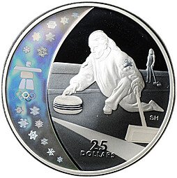 фото для Монета 25 долларов 2007 Олимпиада Ванкувер 2010 - Кёрлинг Канада Аверс
