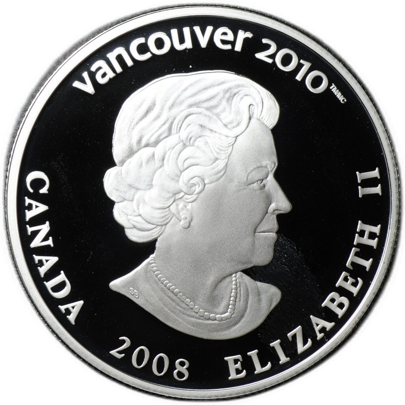 Монета 25 долларов 2008 Олимпиада Ванкувер 2010 - Сноуборд Канада