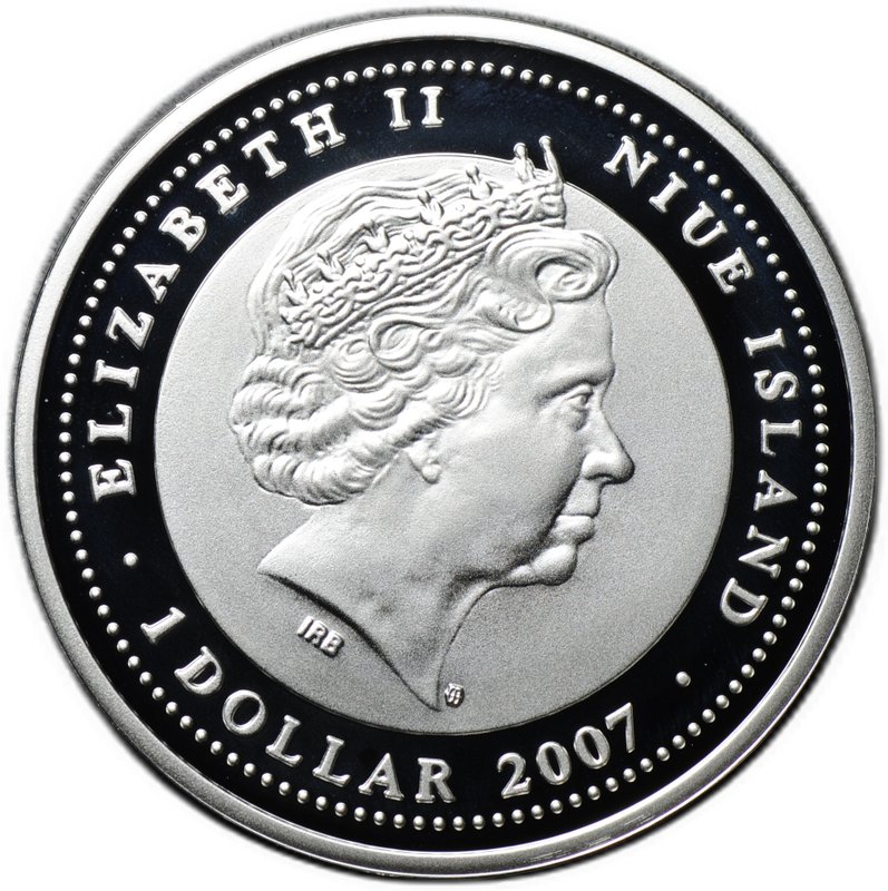 Монета 1 доллар 2007 Китайский гороскоп - Год крысы 2008 Ниуэ