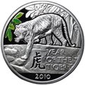 Монета 1 доллар 2009 Китайский гороскоп - год тигра 2010 Ниуэ