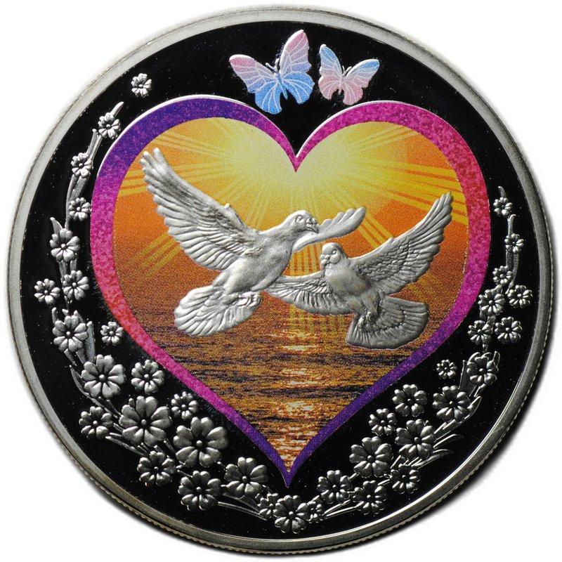 Монета 1 доллар 2010 Море любви Голуби Ниуэ