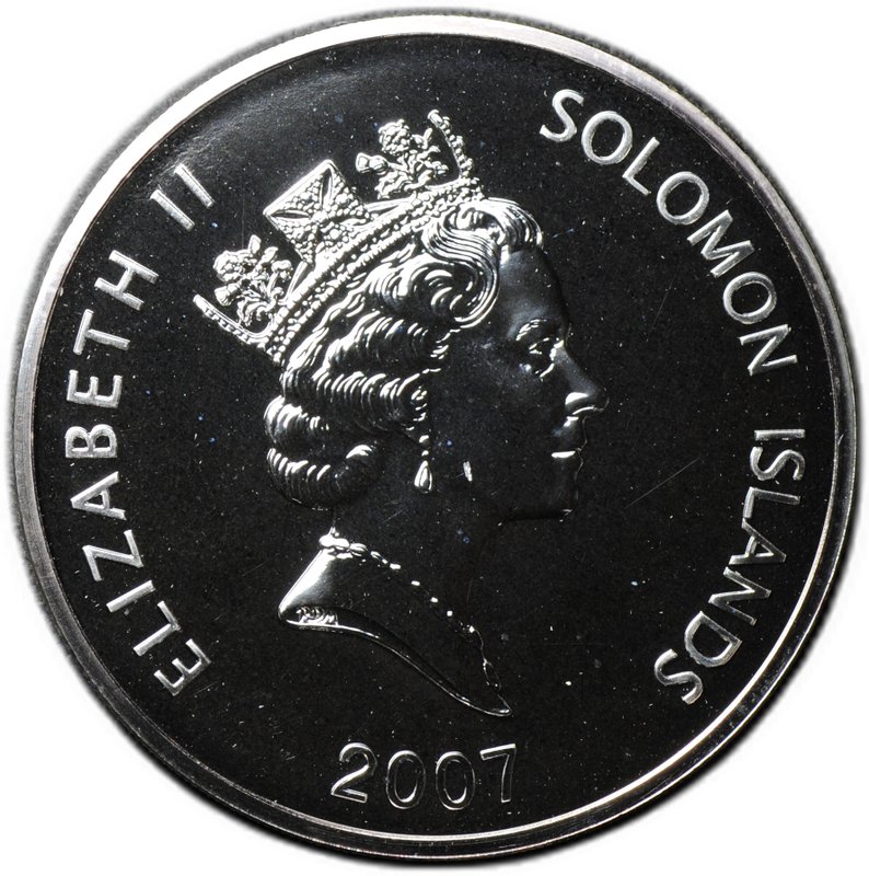 Монета 5 долларов 2007 Китайский гороскоп - год свиньи Цветная Соломоновы Острова