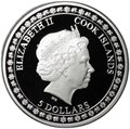 Монета 5 долларов 2014 C новым годом! Острова Кука