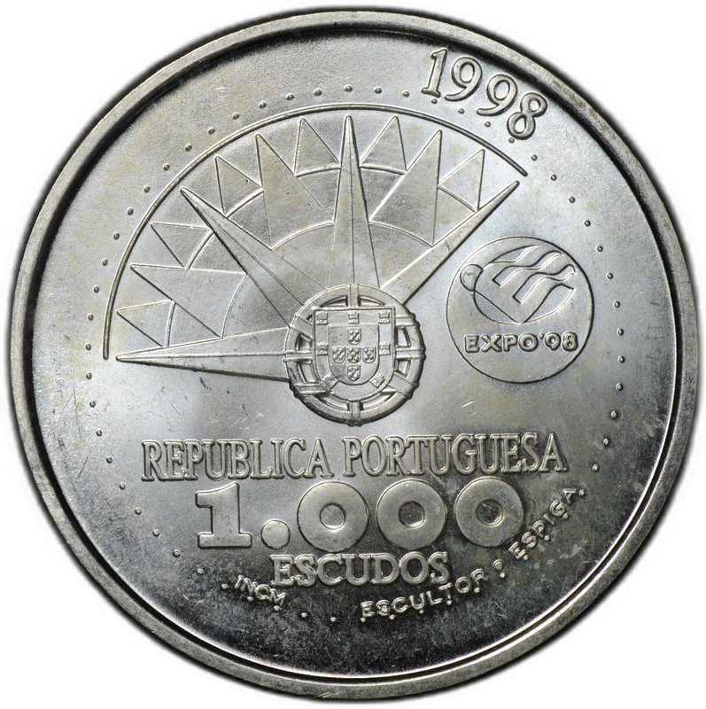Монета 1000 эскудо 1998 Международный год океанов на Экспо Португалия