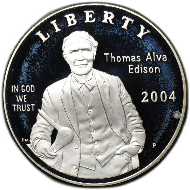 Монета 1 доллар 2004 P 125 лет лампочке PROOF США