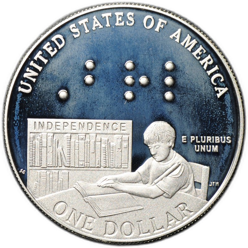 Монета 1 доллар 2009 P 200 лет со дня рождения Луи Брайля PROOF США