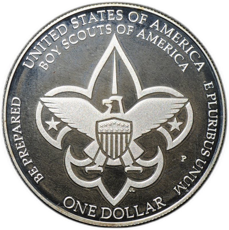 Монета 1 доллар 2010 P 100 лет бойскаутам Америки PROOF США