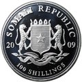 Монета 100 шиллингов 2009 Дикая природа Африки - Слон Цветная Сомали