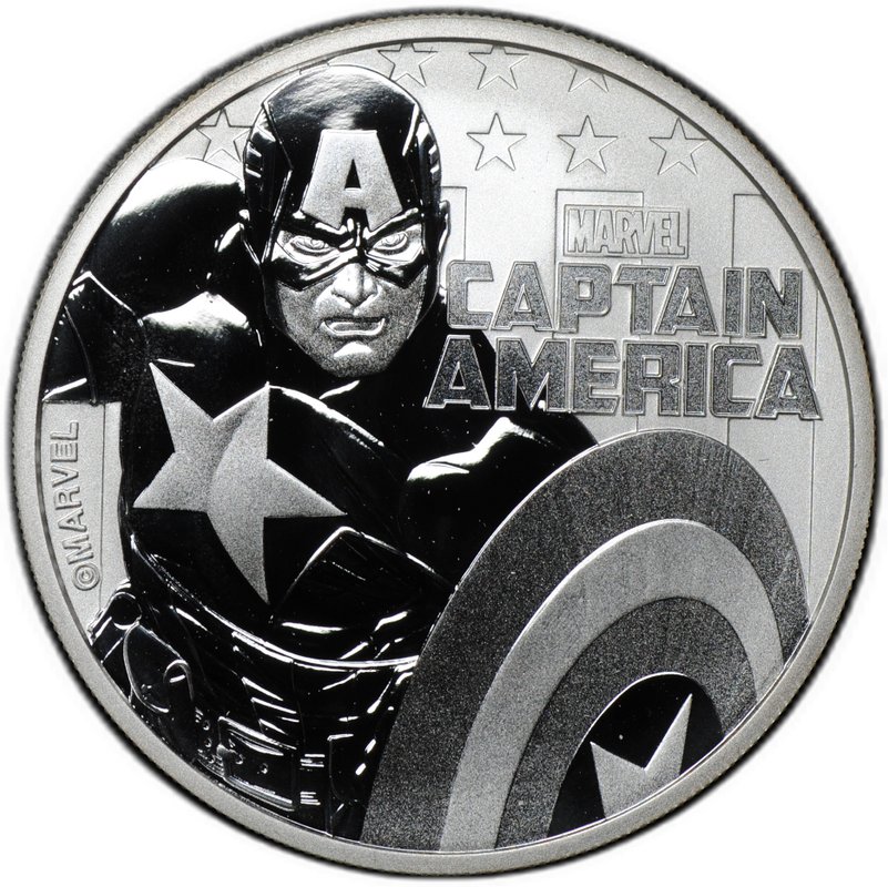 Монета 1 доллар 2019 Комиксы Marvel - Капитан Америка Тувалу
