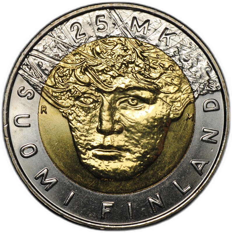 Монета 25 марок 2001 Чемпионат мира по лыжным видам спорта Финляндия