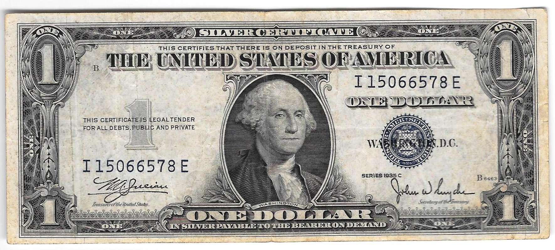 Банкнота 1 доллар 1935 Серебряный сертифика США