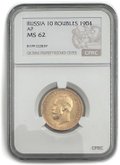 Монета 10 рублей 1904 АР слаб CPRC MS 62